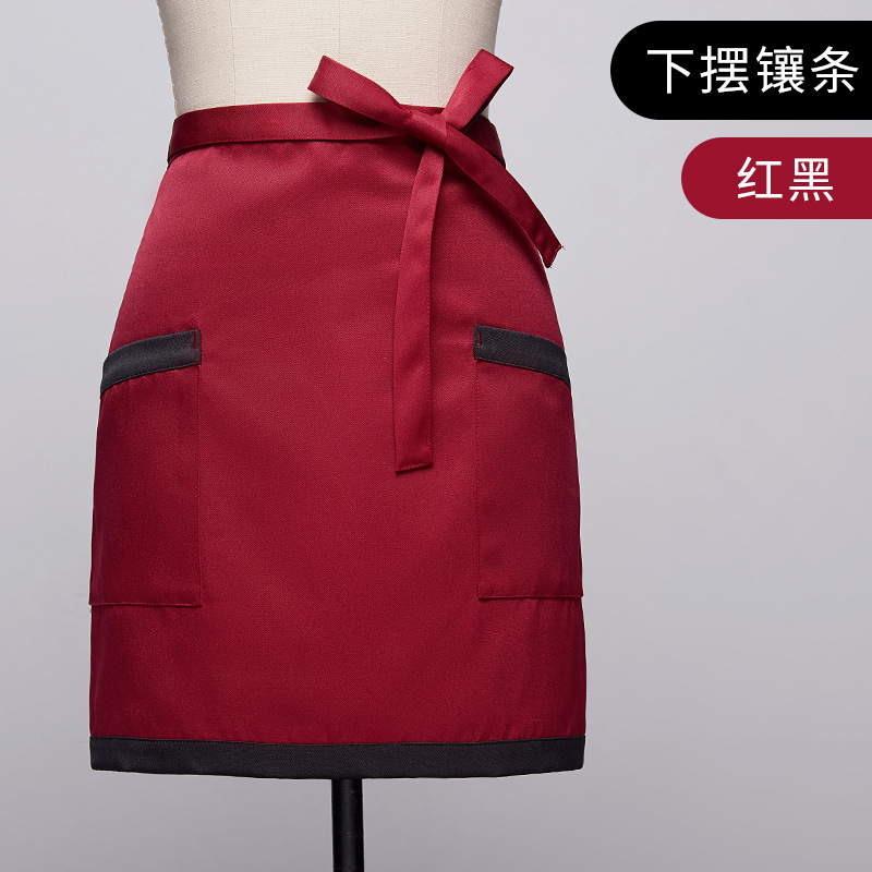2021 New Factory free embroidery logo kitchen service anti-oil anti-pollution hem set half apron