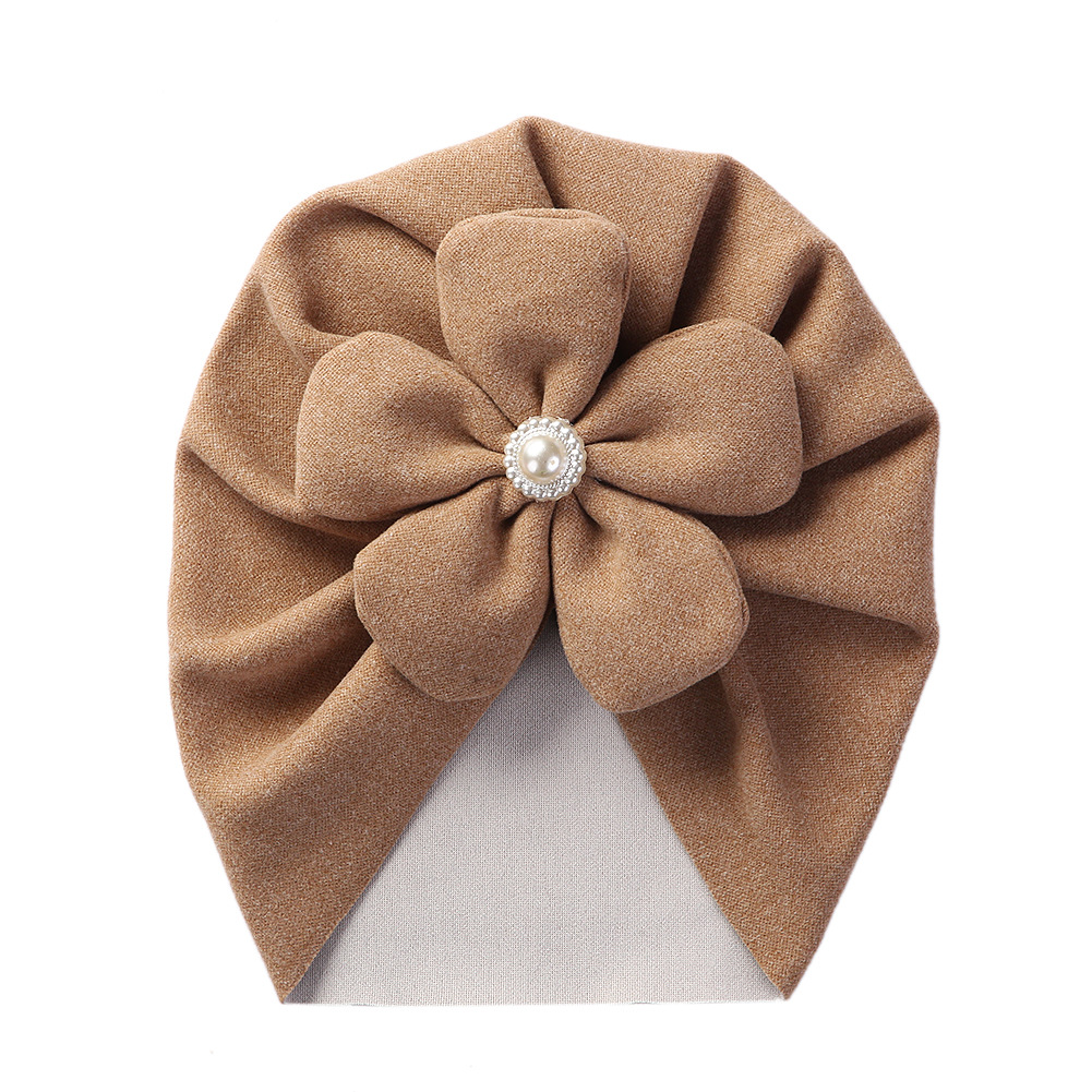 Picture of Cross-border new baby autumn and winter pullover cap imitation cashmere children's Indian hat infant Pearl Flower brimless hat