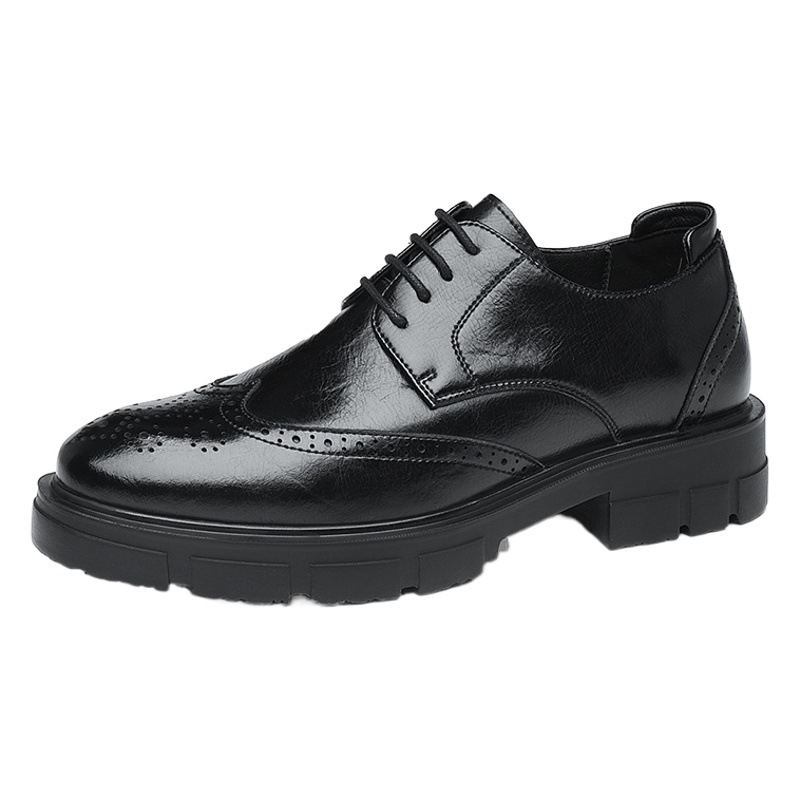 Brock Carved Inner Height Increasing Men's Shoes Height Increasing Men's 8cm Cowhide Business Leather Shoes Men's British Dress Wedding Shoes