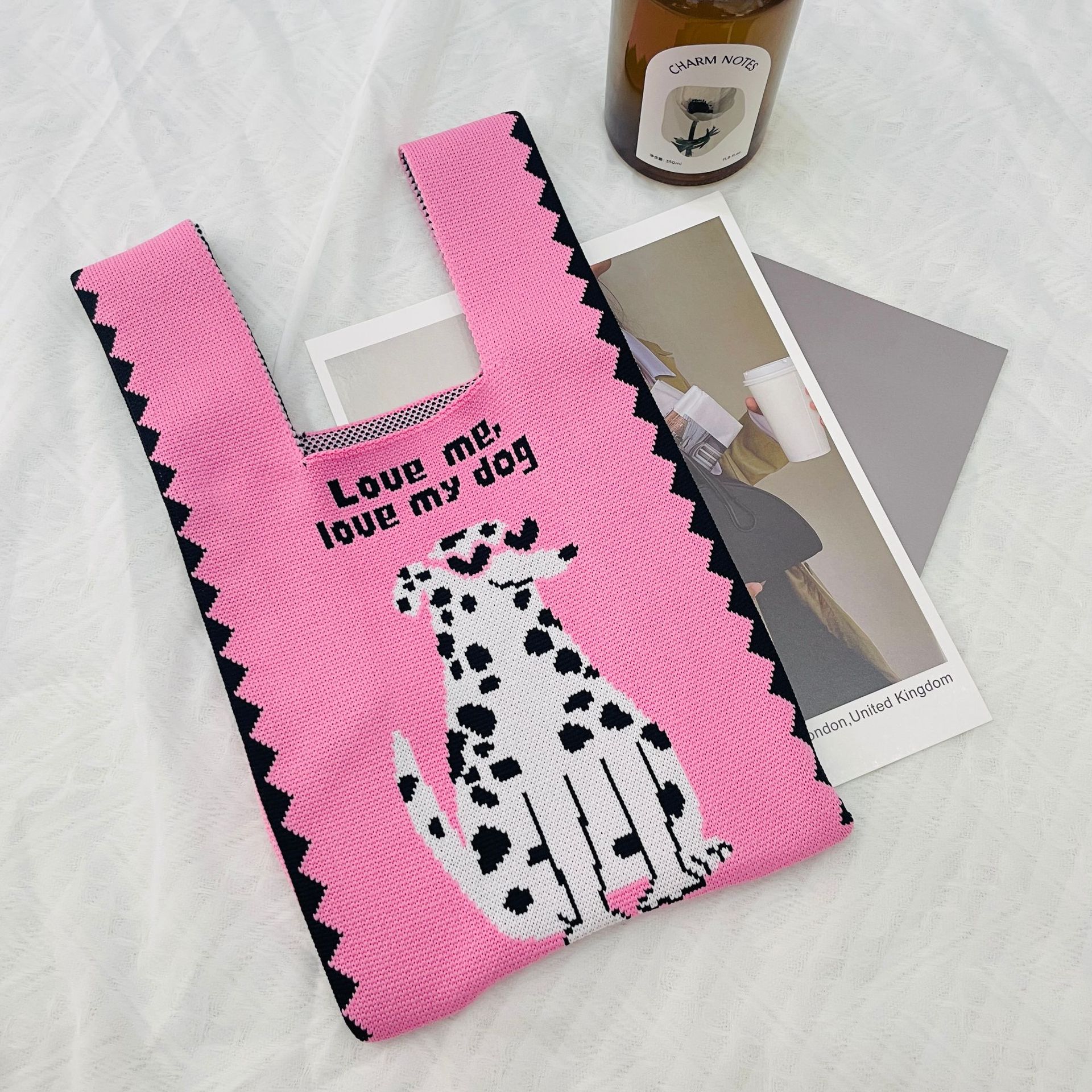 Picture of Rabbit Wedding Candy Bag Knitted Bag Women's K-Style Versatile Street Pink Handbag Wrist Bag Tote Bag Women's Bag Trendy
