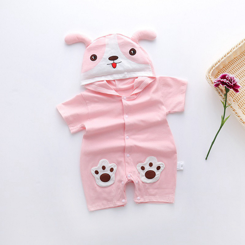 Picture of Cartoon Printed Baby Siamese Clothes for Boys and Girls Baby Short-sleeved Hare Clothes for Newborn Children Climbing Clothes with Open Crotch Thin Summer
