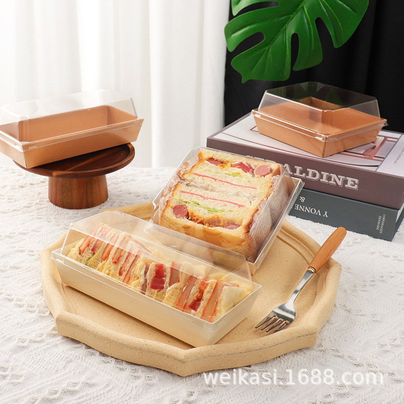 Cake Box Sandwich Box Wholesale Baking Packaging White Box Square Snow Puff Paper-Plastic Box Anti-Fog