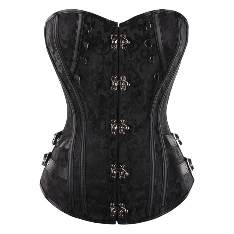 European and American Gothic Corset Retro Steampunk Leather Palace Shapewear Steel Bone Breast Support Gathering Bodysuit