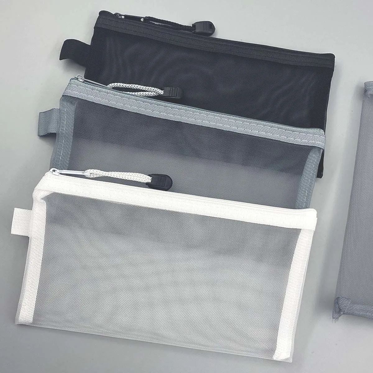 Picture of Transparent Mesh Pencil Bag Large Capacity Zipper Storage Bag Student Examination Portable Pencil Bag Stationery Bag Printable