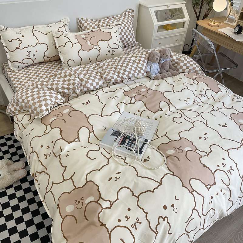 Picture of Small Fresh Summer Four-piece Bed Sheet Quilt Cover Single Student Dormitory Three-piece Cartoon Bedding