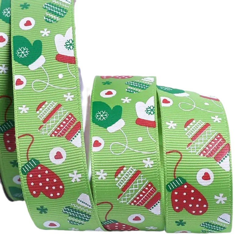 8 points Christmas printed rib belt craft gift handmade bow accessories satin ribbon Christmas ribbon