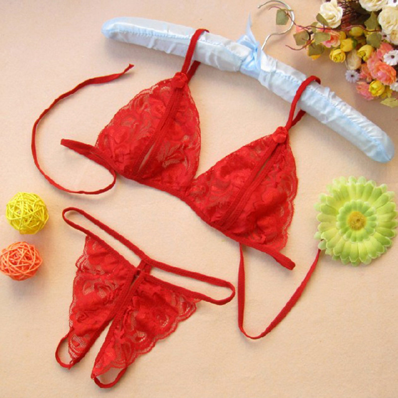 Picture of A large number of wholesale crotch-free single bow fun lace underwear women's sexy passion thong large size T pants