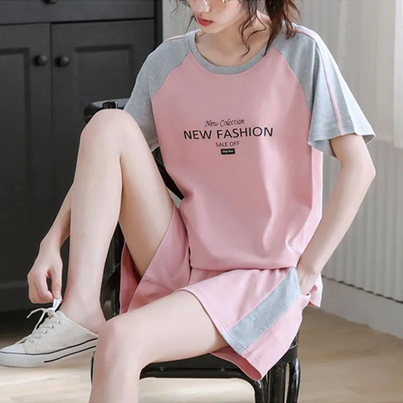 2022 spring and summer new fitness running leisure sports suit women's leisure large size short sleeve shorts two-piece suit