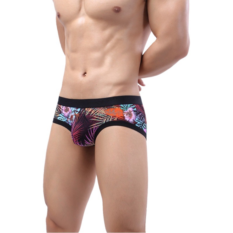 Cross-border New Products Low Waist Men's Boxer Panties 5581 Men's Boxer Shorts Printed Breathable Ice Silk Men's Boxer Shorts Head