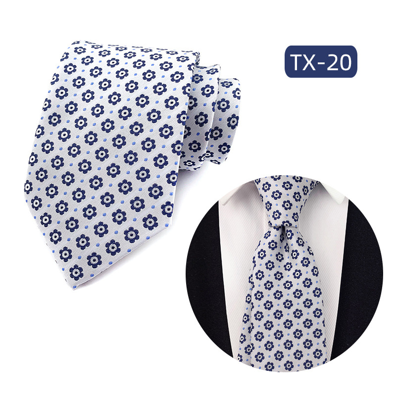 Picture of in stock wholesale men's tie jacquard yarn-dyed fabric small floral pattern business casual wedding groom tie