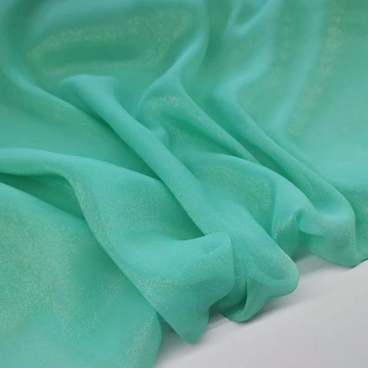 White Leather Silk Georgette Fabric 8mm Wide Width Fashion Costume Silk Fabric