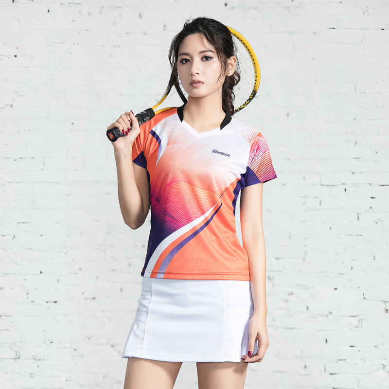 Picture of Quick-drying non-stick badminton suit women's breathable short-sleeved men's competition team uniform table tennis shirt volleyball uniform printing number