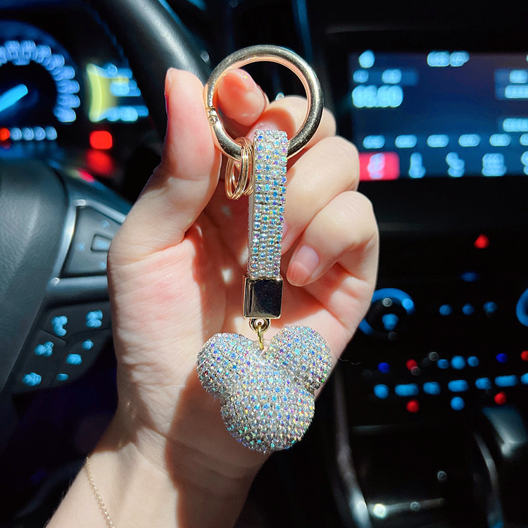 Exquisite Workmanship, Cute Full Diamond Cartoon Diamond Bag Pendant Accessories Keychain School Bag Decoration Ring Creative