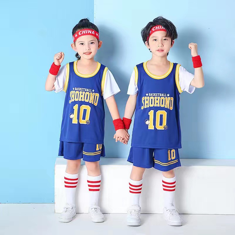 Picture of Children's Basketball Uniform Set for Boys and Girls Quick-Drying Sports Vest Youth Student Short-Sleeved Training Uniform Football Jersey