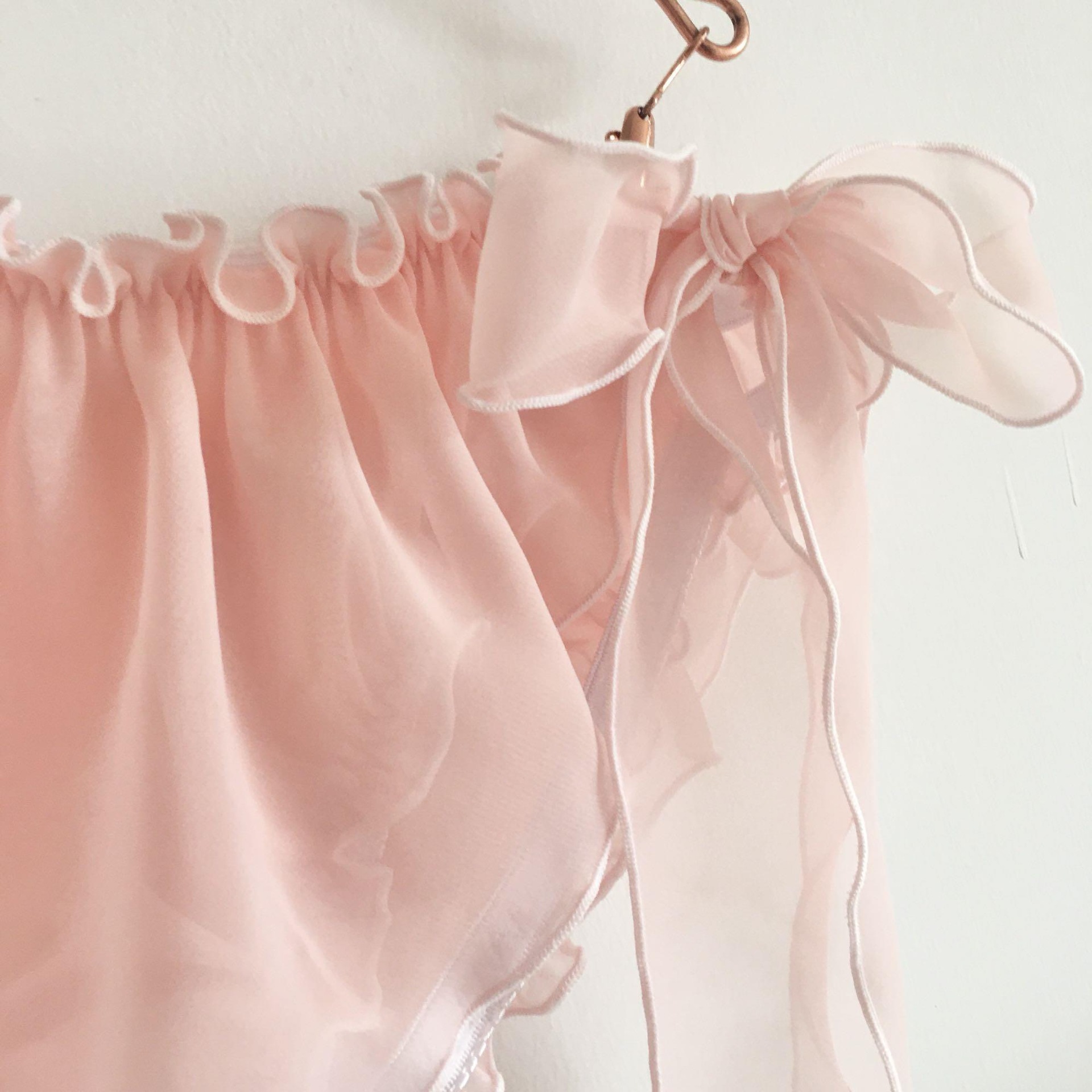 Picture of Pure Fairy Mist Pink Meat Orange Small Skirt Tie Strap Side-opening Women's Underwear Translucent Large Lotus Leaf Cotton File