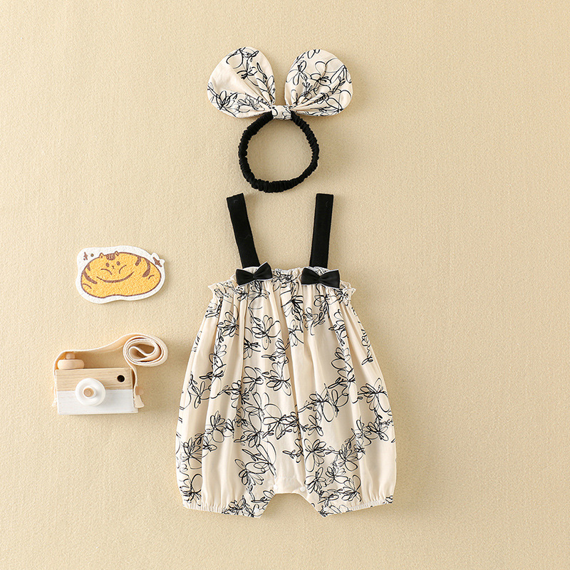 Picture of Baby Clothes Summer Wear Thin Newborn Girl Baby Jumpsuit Princess Full Moon Hundred Days Sling Haggown Climbing Wear