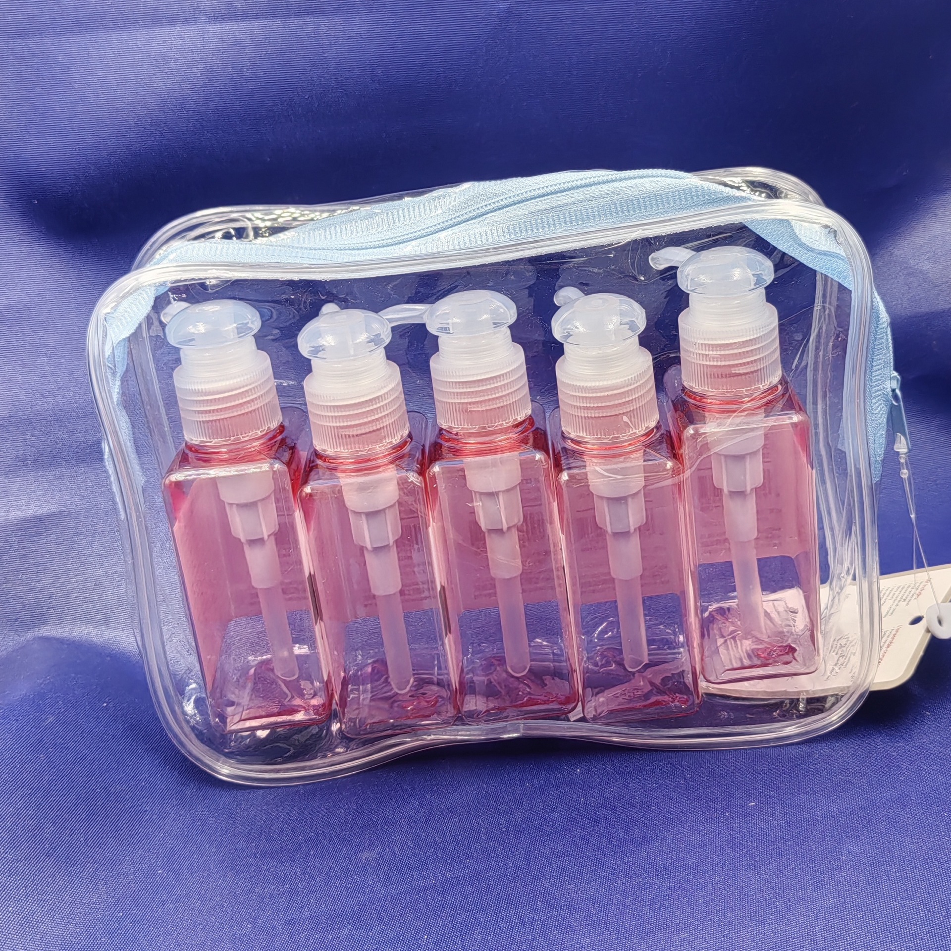 100ml Square Bottle Travel Set 5-Piece Set with Travel Pvc Bag Zipper Bag Style