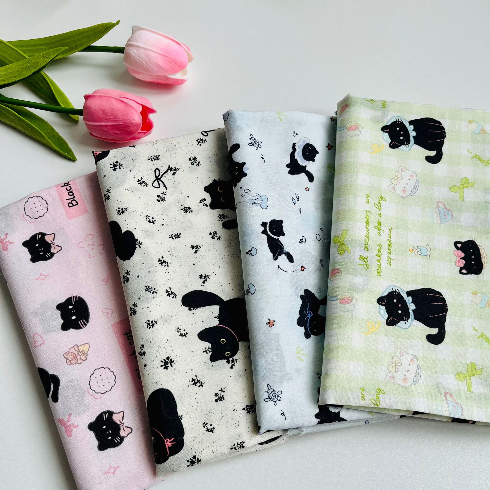 Little black cat collection cotton 60 poplin 1.5 meters wide one meter price cheongsam dress shirt fabric