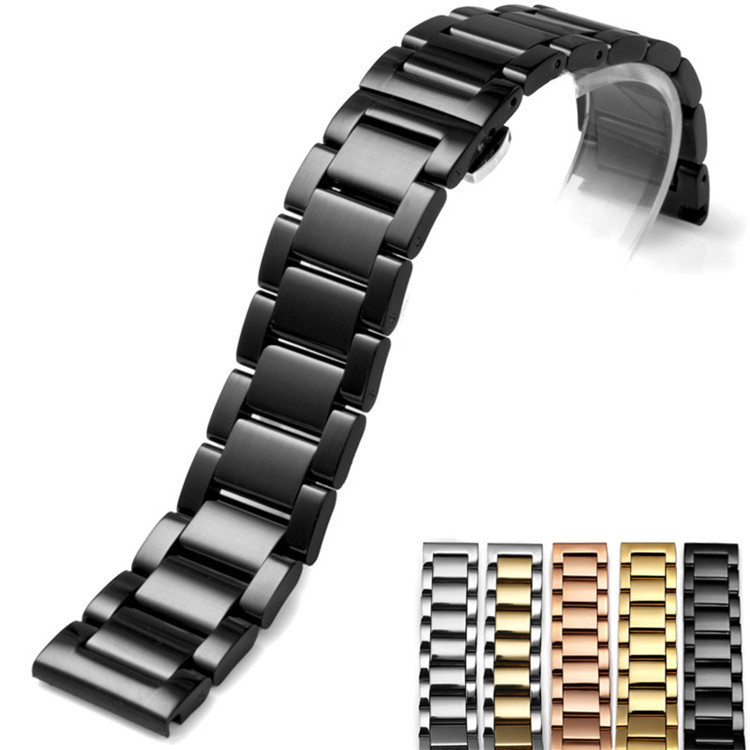 Spot three beads stainless steel watch with switch ears solid butterfly buckle polished frosted 20 21 22mm strap