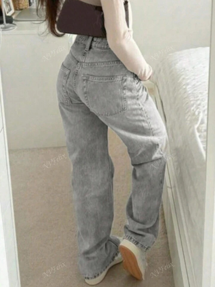 Picture of Amazon European and American Style Cross-Border 2025 Spring New Versatile Drapey Lazy Straight Loose High-Waisted Wide-Leg Pants