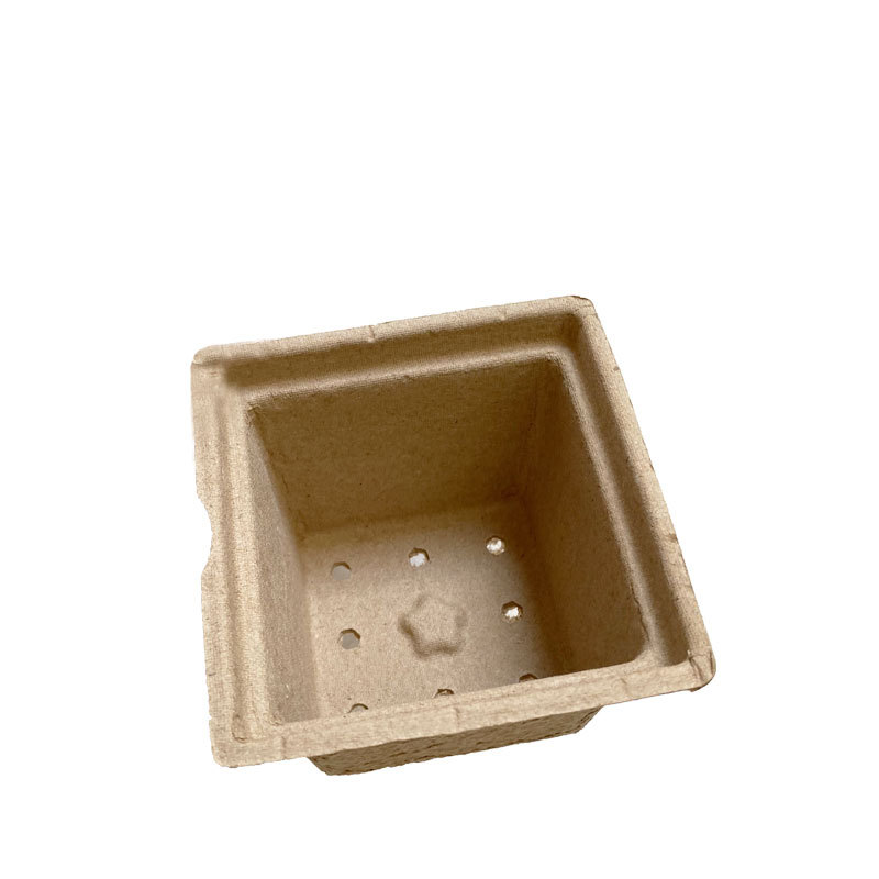 Degradable Seedling Pot Kindergarten Planting Small Flower Pot with Lid Disposable Square Seedling Box Pulp Flower Pot