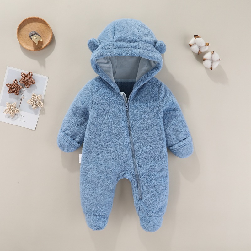 Picture of Cross-border baby jumpsuit autumn and winter thickened warm newborn baby clothes baby plus velvet pajamas climbing clothes