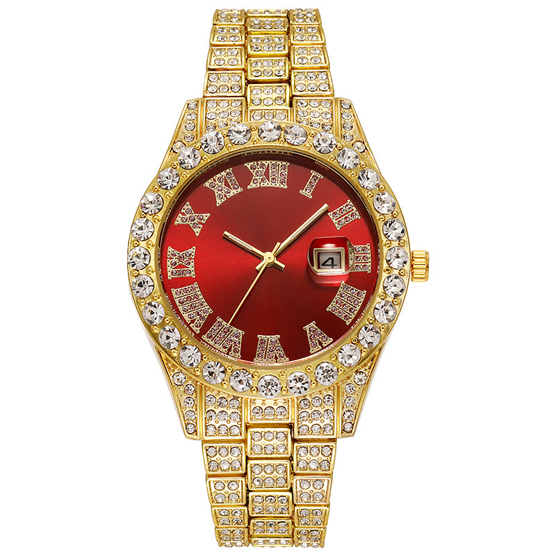 Picture of Hiphop Watch European and American Explosions Men's Steel Band Hip Hop Roman Graduated Diamond Set Calendar Men's Quartz Watch