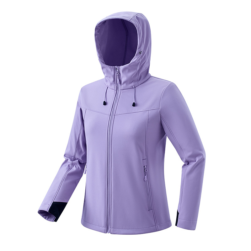 Picture of Outdoor Soft Shell Jacket Windproof and Waterproof Warm Jacket Pure Color Cardigan Hooded Mountaineering Fishing Clothing Can Be Purchased with Logo Printed