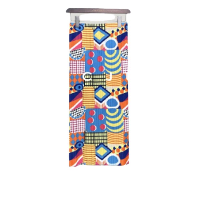Miyake Pleated Niche Skirt Women's Summer High Waist Skirt Retro Ethnic Style Printed Slim Sheath Split Skirt