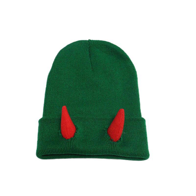 Picture of Autumn and Winter devil horn hat warm knitted wool hat Halloween horn toe cap cross-border new funny hip hop