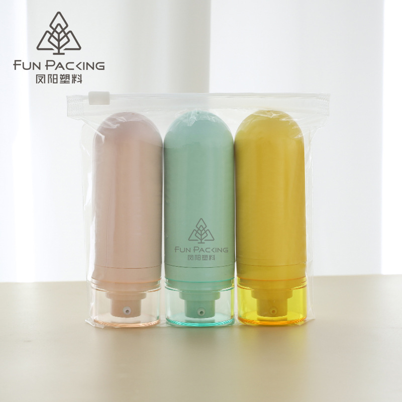 Picture of Travel wash and care suit three-piece PE suede hose bottle portable skin care products wash squeeze facial cleanser sub-bottle