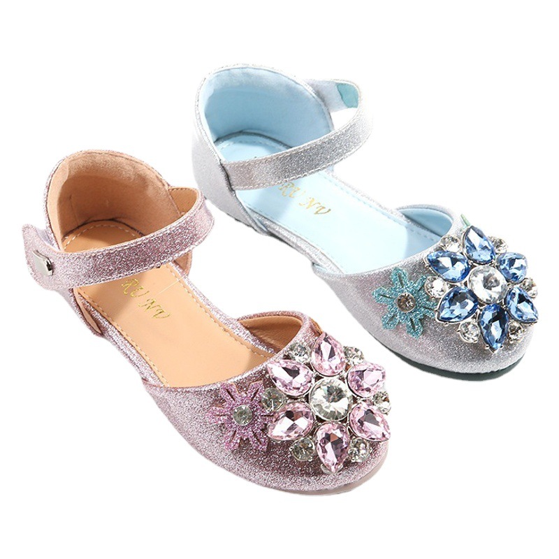 Aisha Princess Shoes Girls' Sandals Baotou 2023 New Summer Baby Soft Sole Children's Shoes Dress Crystal Shoes