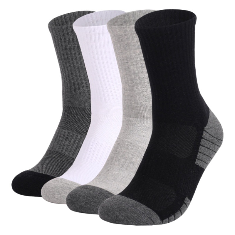 Socks Men's Sports Socks Shock Absorbing Foot Protection Towel Bottom Breathable Mid-Tube Running Socks Outdoor Hiking Socks Source Manufacturer