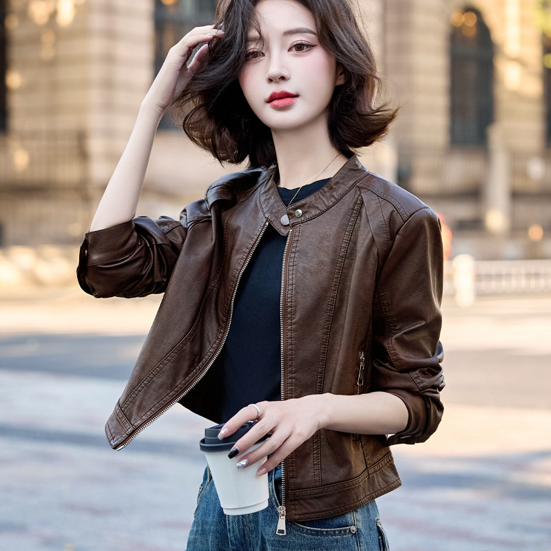 Picture of Fashion Small Leather Jacket Women's Spring and Autumn 2024 New Slim Look Super Good-looking Small Short Leather Jacket Top