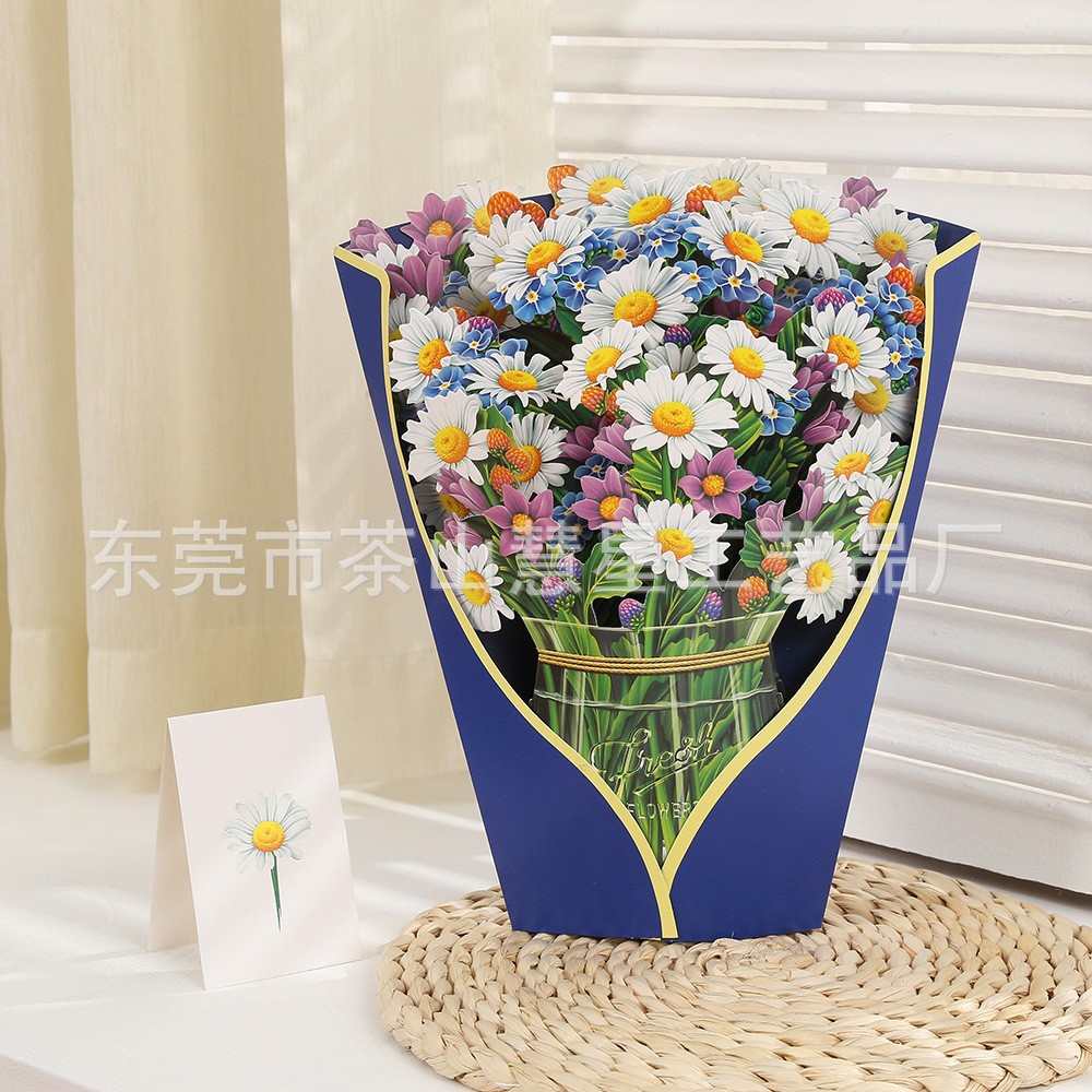 Picture of 3D Greeting Card Valentine's Day Mother's Day Paper Hand-Held Flowers Thank You Blessing Gift Manufacturer Wholesale Holiday Limited Edition