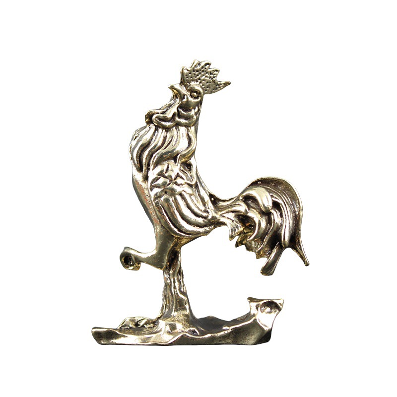 Picture of Golden Rooster Independent Striking Brass Ornaments Zodiac Chicken Office Ornaments Gift Birthday Gift Tea Pet