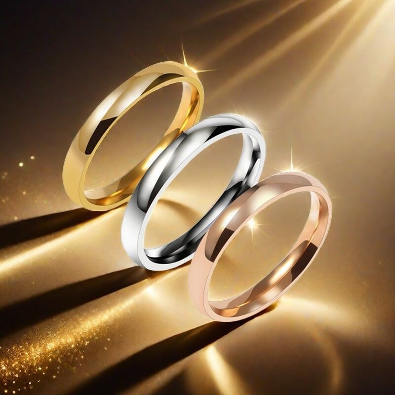 Korean Style Elegant 3mm Plain Arc Titanium Steel Ring for Women, Simple and Popular Couple Ring, Niche Versatile Hand Jewelry