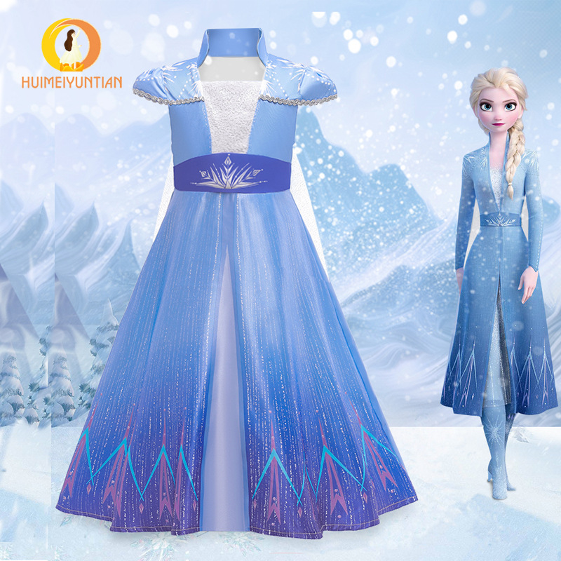 Picture of 2025 European and American Frozen 2 Elsa Princess Puff Dress Elsa Children's Dress Cosplay Performance