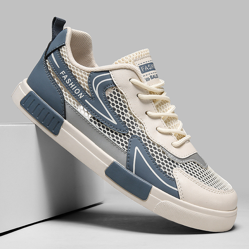 Shoes Men's Summer Breathable Thin Hollow Mesh Sports Board Shoes All-match Fashionable Casual Men's Shoes for Students