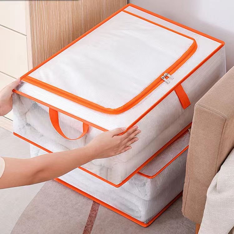 Transparent Mesh Quilt Storage Bag Large Capacity Folding Home Wardrobe Clothing Moving Packing Bed Bottom Storage Bag