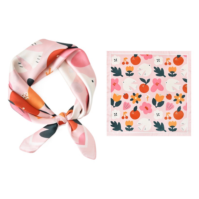 53 Summer Hot Style Small Square Scarf, Fashionable Imitation Silk Scarf, Trendyy Women's Versatile Fashionable High-End Square Scarf Wholesale
