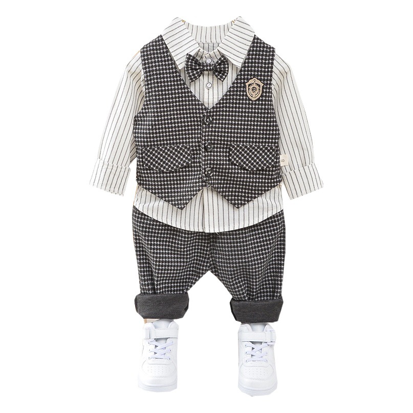 Cross-border foreign trade export boy's dress three-piece children's waistcoat suit little boy's spring and autumn dress suit