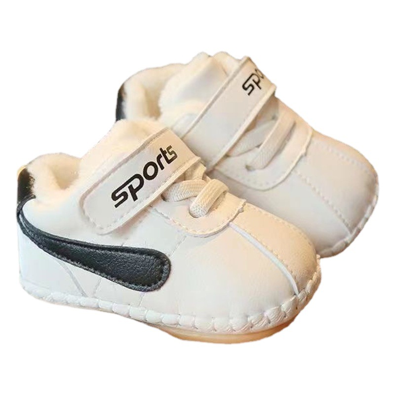 Winter men's cotton shoes 0-1 years old 6-12 months soft bottom toddler shoes. Women's baby cotton shoes with velvet a generation of hair