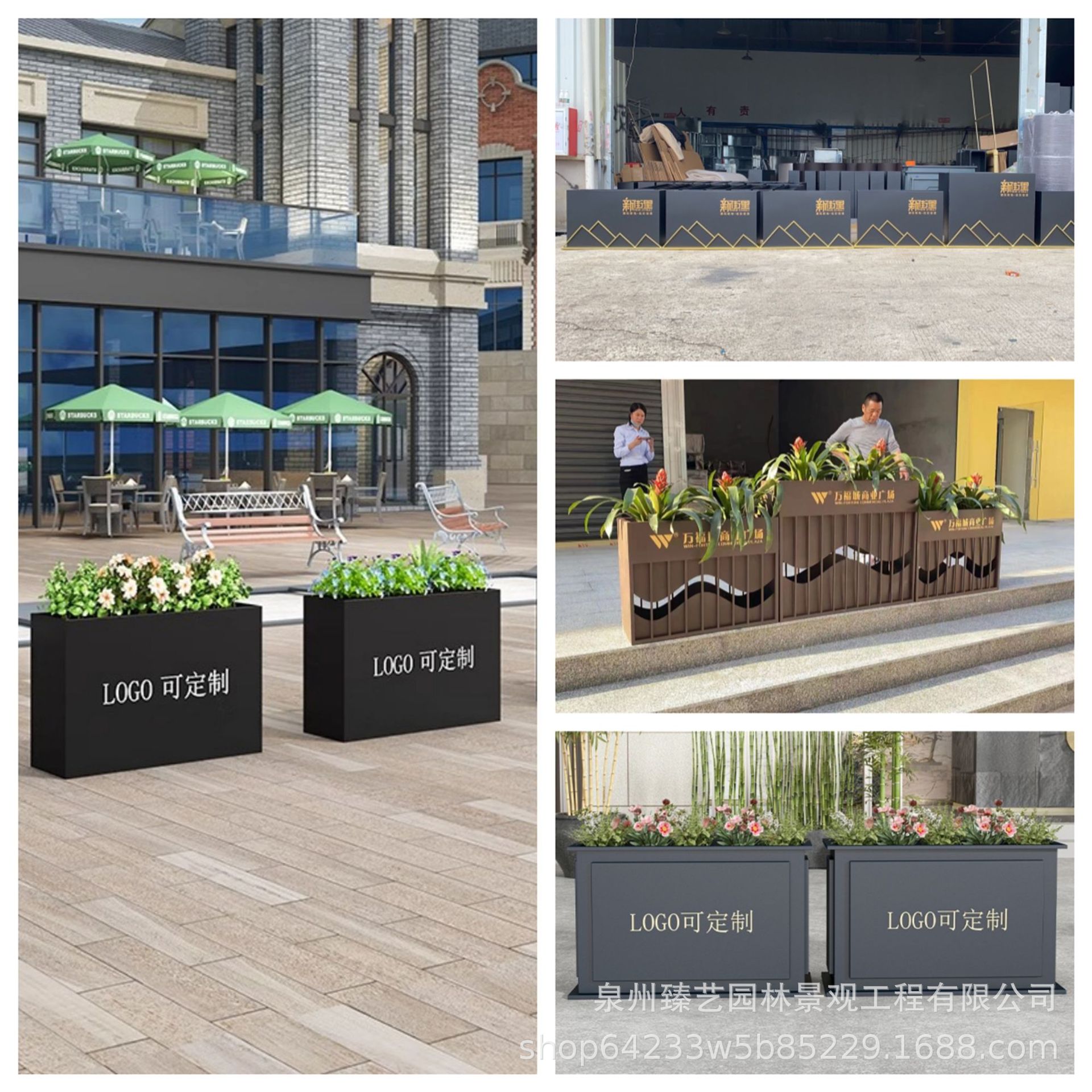 Outdoor stainless steel flower boxes, flower beds, municipal roads, milk tea, restaurants, outdoor iron flower stands, fenced flower beds, flower beds
