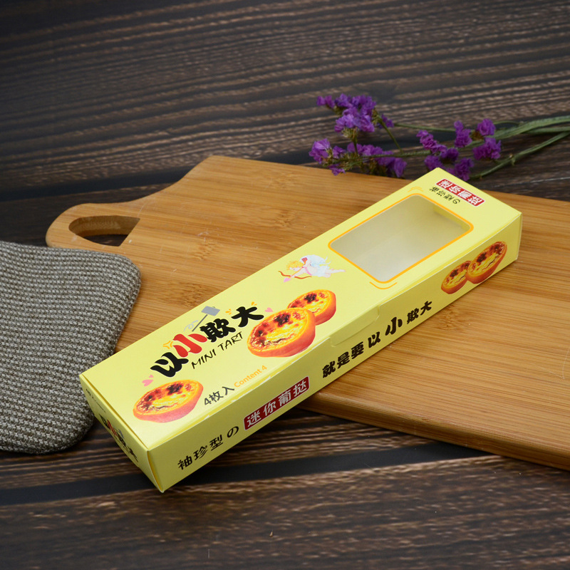 Egg Tart Packaging Box 4 Pieces with Small Bully Big Egg Tart Box Mini Rectangular Egg Tart Packaging Box Baking Packaging Carton