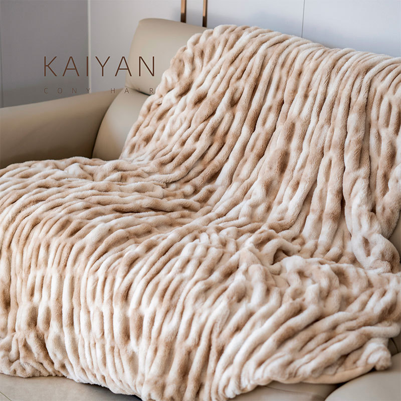 Tie-Dye Imitation Rabbit Blanket, Four-Season Super Soft Cat Feel Casual Blanket, Simple Sofa Blanket, Throw Blanket, Accessible Luxury Nap Blanket