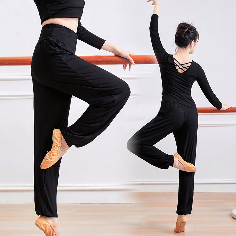 Dancing Clothes Female Practice Lantern Modal Top Dancing Clothes Practice Clothes Classical Lantern Pants Chinese Dance Black Spring