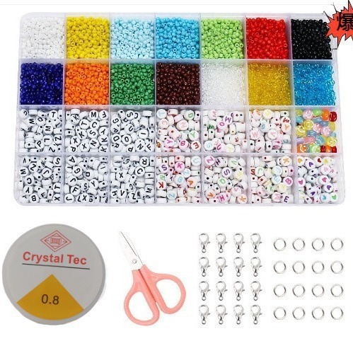 European and American rice beads letter beads glass beads 3mm elastic line suit boxed Southeast Asian explosions DIY jewelry accessories