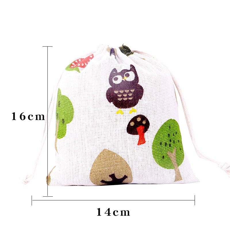 Picture of Printed cotton drawstring bag small bag home travel sundries storage bag Christmas gift packaging bag in stock