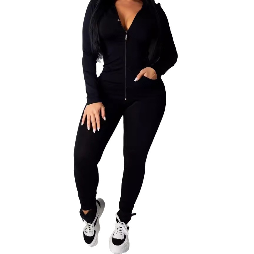 Picture of 9547#2024 spring new Dunhuang Amazon foreign trade Europe and the United States sexy casual solid color hooded two-piece set